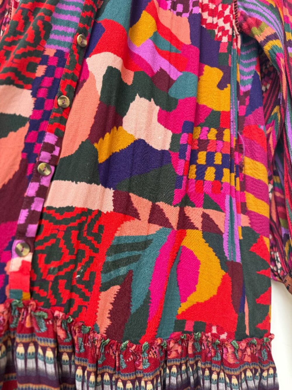 FARM Rio Mixed Print Ruffle Hem Mini Dress S - Picture 9 of 12